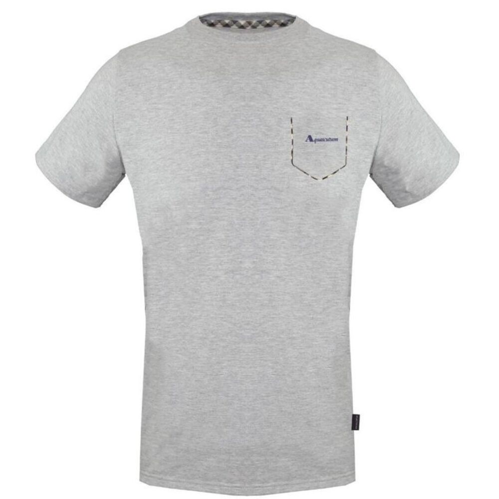 Aquascutum Mens Check Pocket T-Shirt / Gray